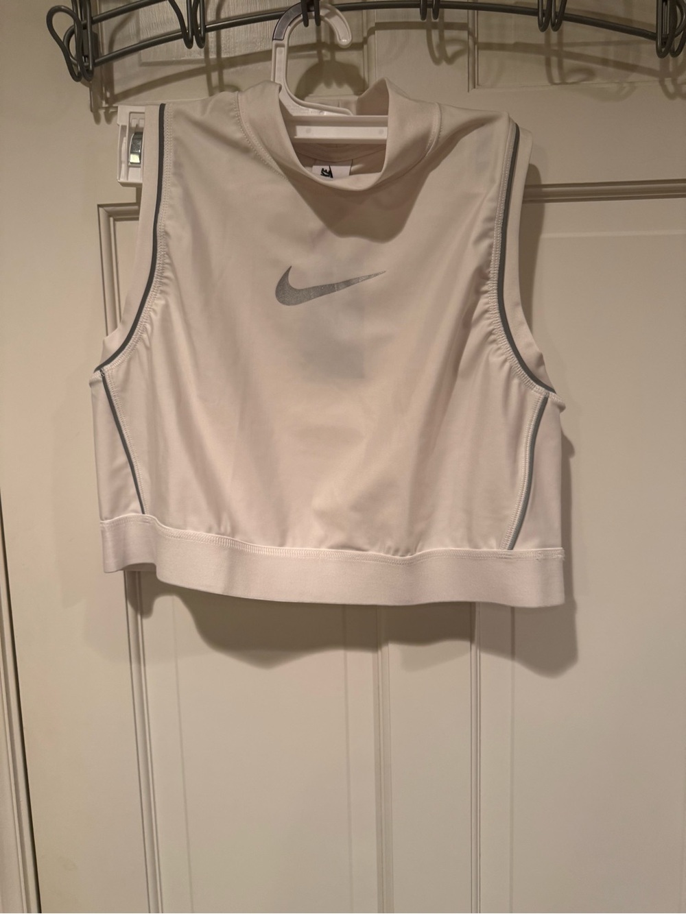 NWT Nike x Ambush Reflective 3M Crop Top Mock Neck Phantom White Silver XL
